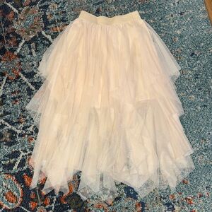 Chic Asymmetrical Cream Tulle Skirt